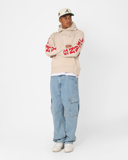 Tommy Jeans Relaxed Pinstripe Hoodie Classic Beige