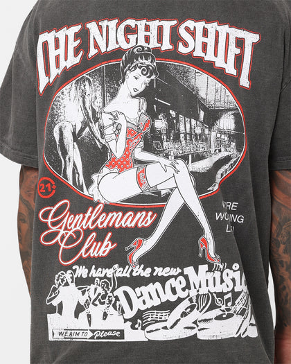 The Night Shift Gentleman's Club Heavyweight Vintage T-Shirt Black Wash