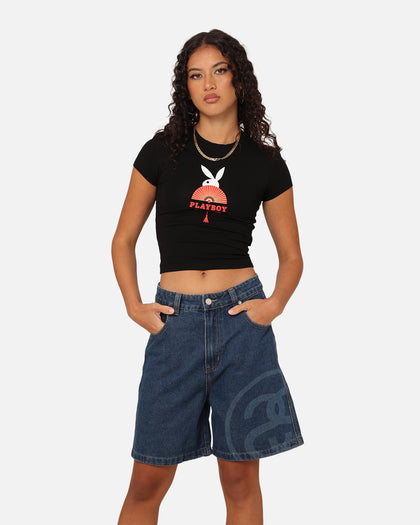 Playboy Women's Year Of The Rabbit Baby T-Shirt Black