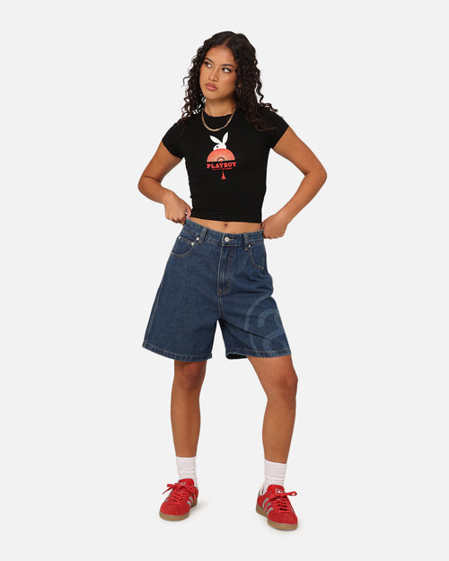 Playboy Women's Year Of The Rabbit Baby T-Shirt Black