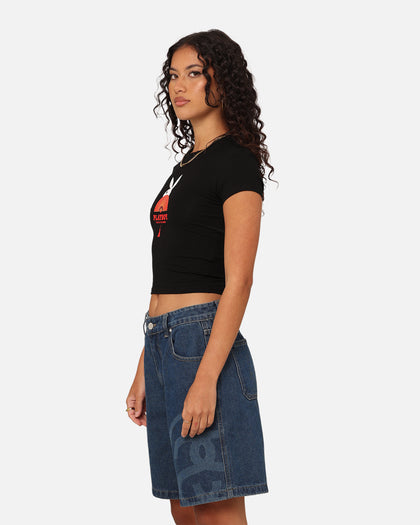 Playboy Women's Year Of The Rabbit Baby T-Shirt Black