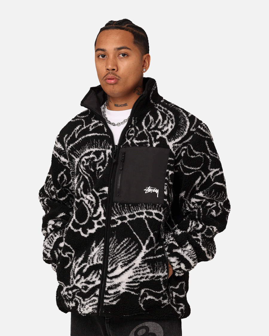 Stussy Dragon Sherpa Jacket Black | Culture Kings NZ