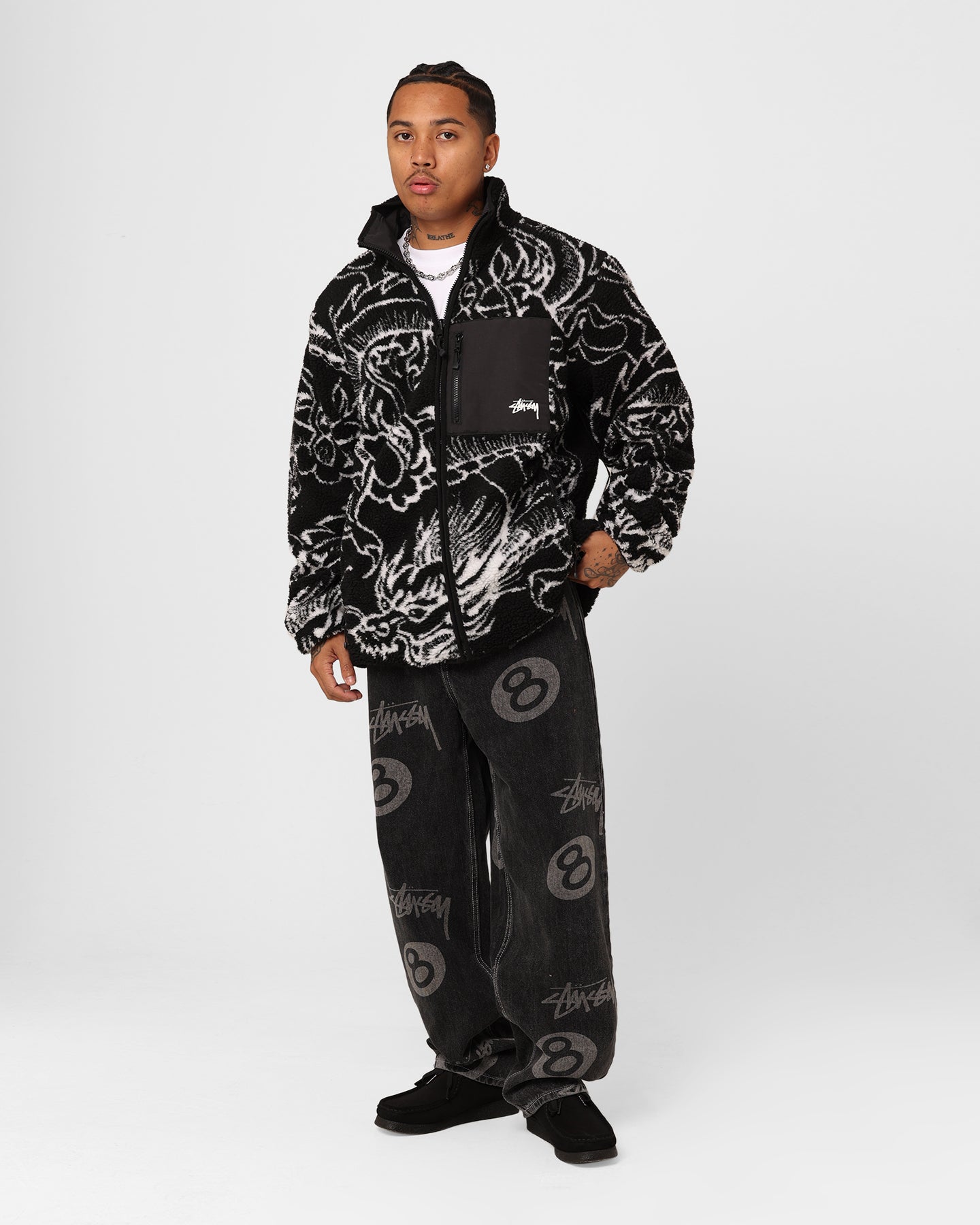 Stussy Dragon Sherpa Jacket Black | Culture Kings NZ