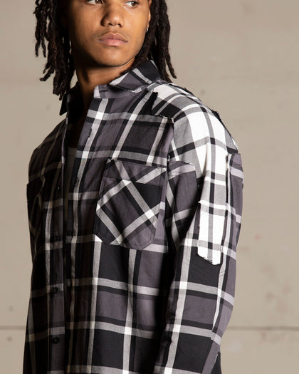 Saint Morta Patriot Long Sleeve Flannel Shirt Black/Grey