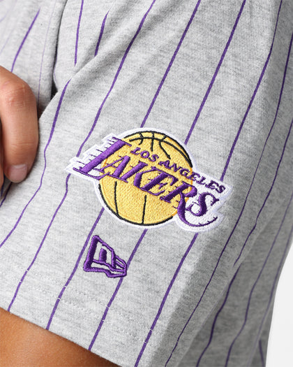 New Era Los Angeles Lakers Pinstripe T-Shirt Grey