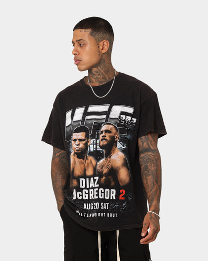 UFC By Goat Crew Nate Diaz vs Conor McGregor 202 Card Vintage T-Shirt Black Wash