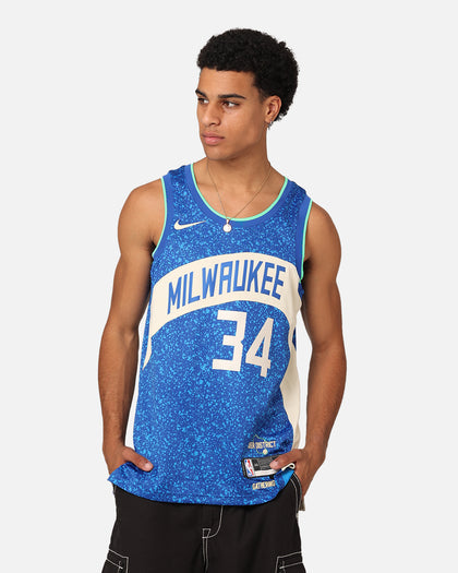 Nike Milwaukee Bucks Giannis Antetokounmpo Dri-FIT Swingman Jersey Photo Blue