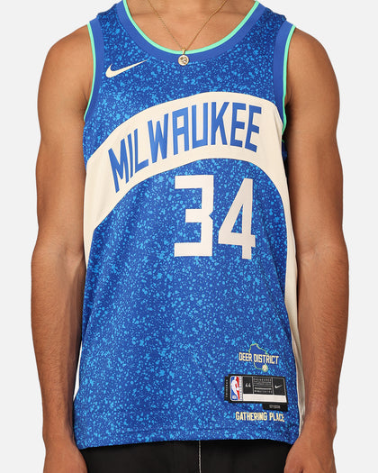 Nike Milwaukee Bucks Giannis Antetokounmpo Dri-FIT Swingman Jersey Photo Blue