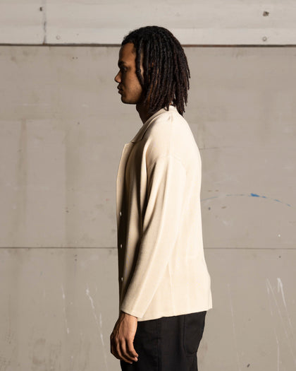 Saint Morta Knitted Long Sleeve Button Up Shirt Tan