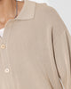 Saint Morta Knitted Long Sleeve Button Up Shirt Tan