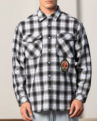 Carre Elevated Long Sleeve Button Up Shirt Black Plaid