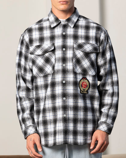 Carre Elevated Long Sleeve Button Up Shirt Black Plaid