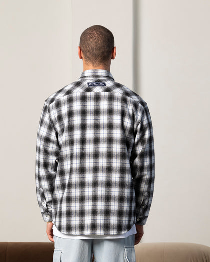 Carre Elevated Long Sleeve Button Up Shirt Black Plaid