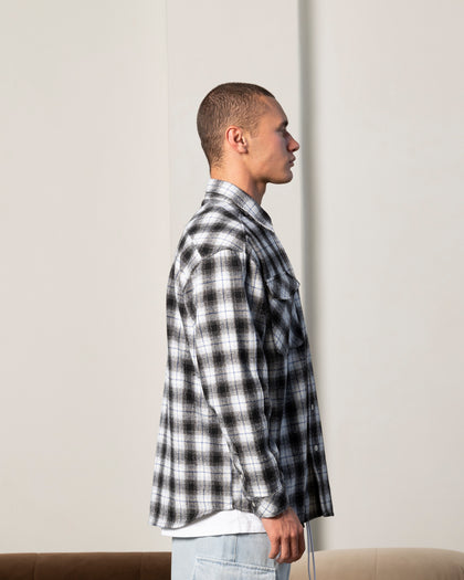 Carre Elevated Long Sleeve Button Up Shirt Black Plaid