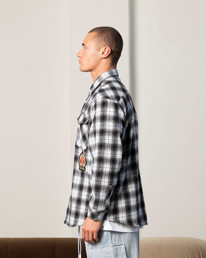 Carre Elevated Long Sleeve Button Up Shirt Black Plaid