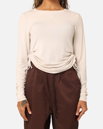 Nike Women's Sportswear Essential Ribbed Long Sleeve Mod Crop Top Light Orewood Brown/Sail