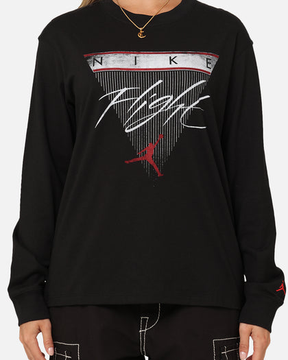 Jordan Women's Long Sleeve Graphic T-Shirt Black/Brown/Gym Red