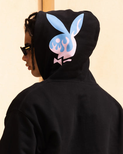 Playboy By Culture Kings Lit Bunny Fully Zip Hoodie Black