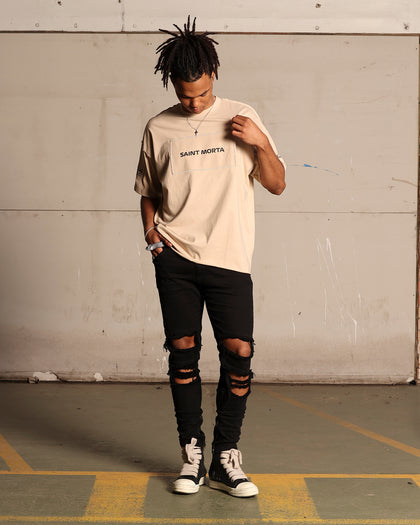 Saint Morta Moto Boxy T-Shirt Stone