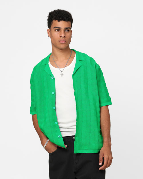 XXIII Lorenzo Knit Button Up Shirt Green