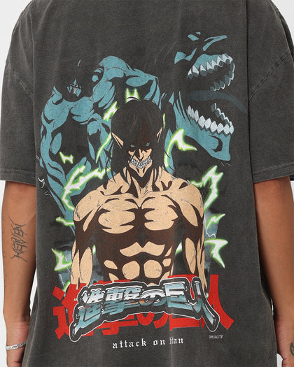 Goat Crew X Attack On Titan Attack Titan Vintage Heavyweight T-Shirt Black Wash