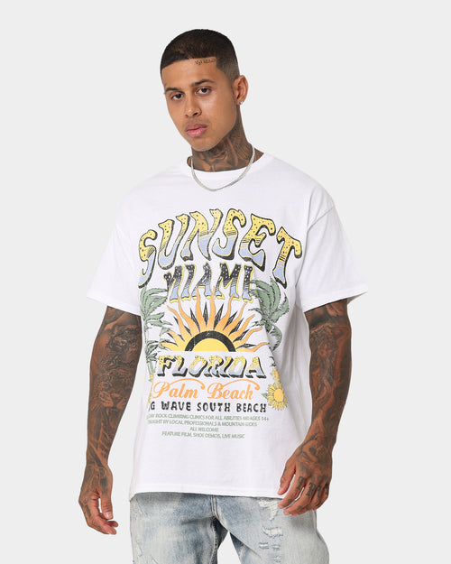 American Thrift Sunset Miami Vintage T-Shirt White