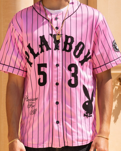Playboy By Culture Kings Bunny Baseball Shirt Jersey Pink