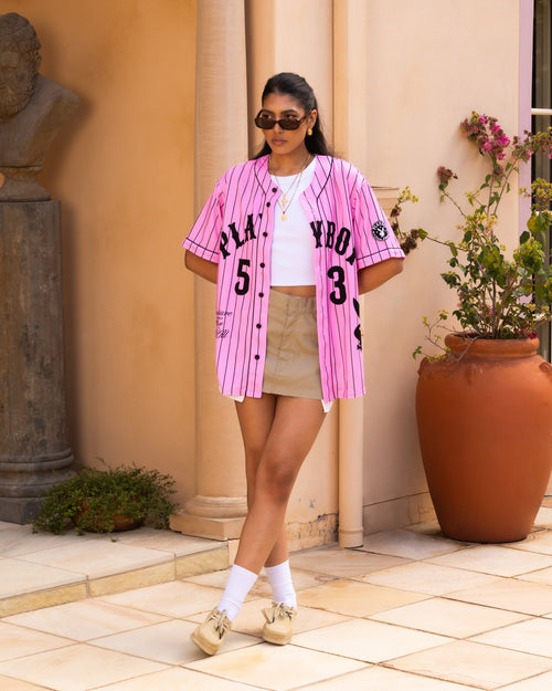 Playboy By Culture Kings Bunny Baseball Shirt Jersey Pink