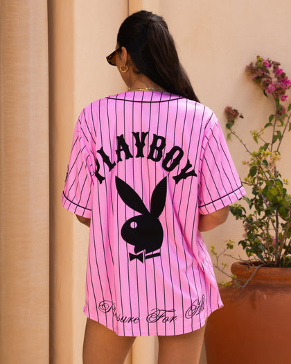 Playboy By Culture Kings Bunny Baseball Shirt Jersey Pink