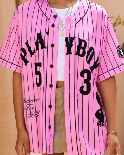 Playboy By Culture Kings Bunny Baseball Shirt Jersey Pink