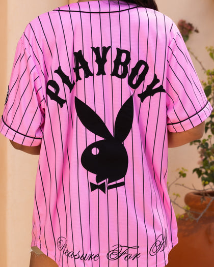 Playboy By Culture Kings Bunny Baseball Shirt Jersey Pink