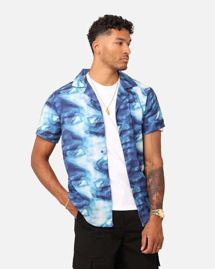 XXIII Distorted Button Up Shirt Blue