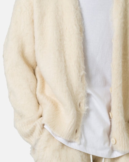 MNML Fuzzy Cardigan Sweater Off White