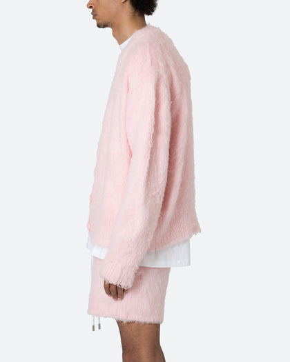 MNML Fuzzy Cardigan Sweater Pink