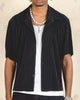 404 Harbour Plisse Button Up Shirt Black
