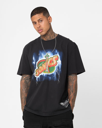 Mitchell & Ness Seattle Supersonics Logo Lightning T-Shirt Black