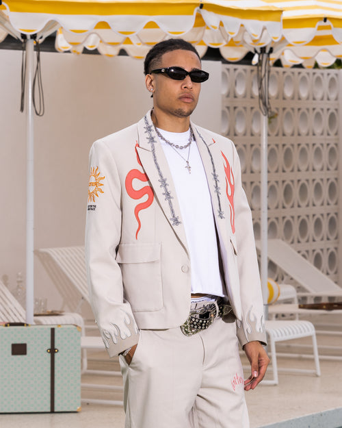 Loiter Western Blazer Jacket Off White