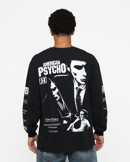 Rats Get Fat X American Psycho American Psycho Long Sleeve T-Shirt Black Wash