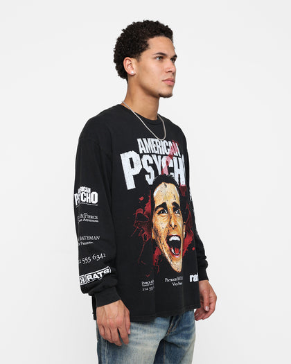 Rats Get Fat X American Psycho American Psycho Long Sleeve T-Shirt Black Wash