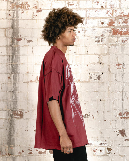 Saint Morta Fear Boxy T-Shirt Maroon