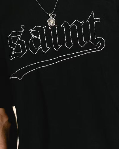 Saint Morta Allstar Embroidered Drop T-Shirt Black/White