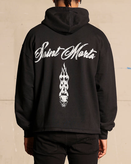 Saint Morta Roadhouse Boxy Hoodie Washed Black
