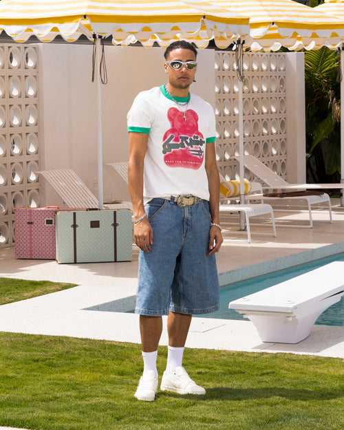 Loiter Gummy Ringer T-Shirt Off White/Green