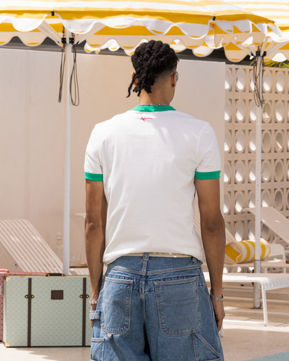 Loiter Gummy Ringer T-Shirt Off White/Green