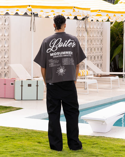Loiter Palm Spring Box T-Shirt Charcoal