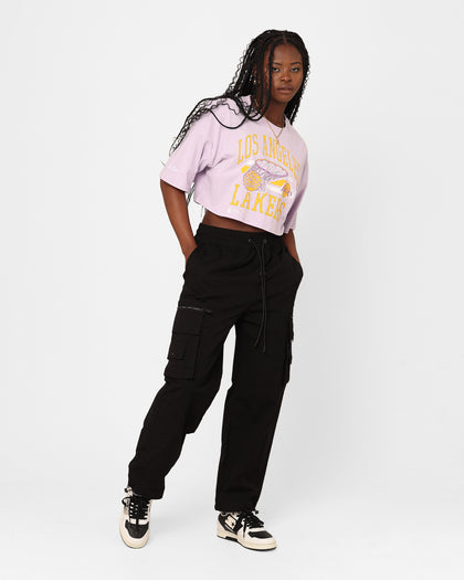 Mitchell & Ness Women's Los Angeles Lakers Dunk Arch Cut Off Crop T-Shirt Lavender