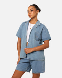 Stussy Women's Denim Oversized T-Shirt Mid Blue