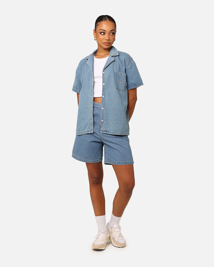 Stussy Women's Denim Oversized T-Shirt Mid Blue