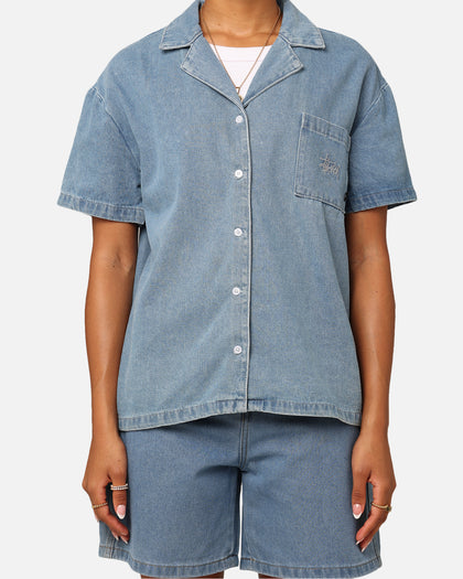 Stussy Women's Denim Oversized T-Shirt Mid Blue