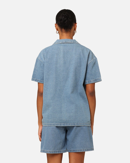 Stussy Women's Denim Oversized T-Shirt Mid Blue